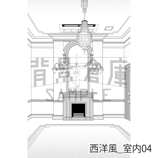 【トーンつき背景】西洋風_背景素材集2(室内)