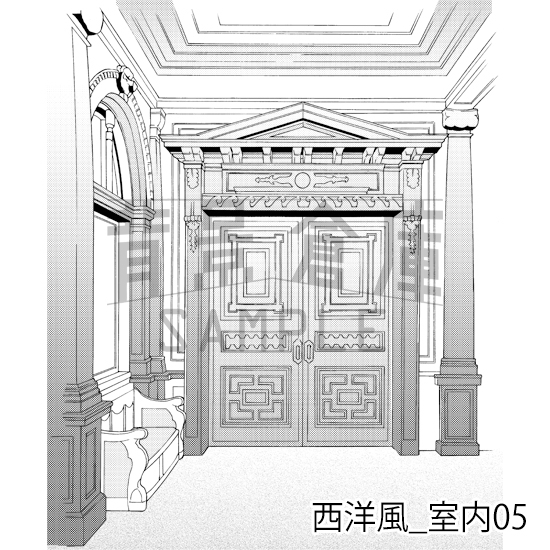 【トーンつき背景】西洋風_背景素材集2(室内)