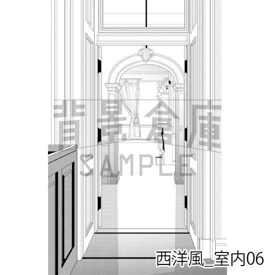 【トーンつき背景】西洋風_背景素材集2(室内)