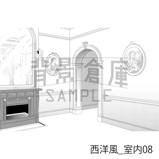 【トーンつき背景】西洋風_背景素材集2(室内)