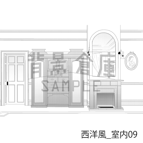 【トーンつき背景】西洋風_背景素材集2(室内)