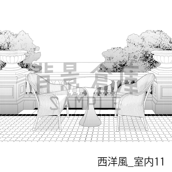 【トーンつき背景】西洋風_背景素材集3(室内)