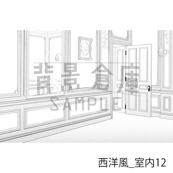 【トーンつき背景】西洋風_背景素材集3(室内)