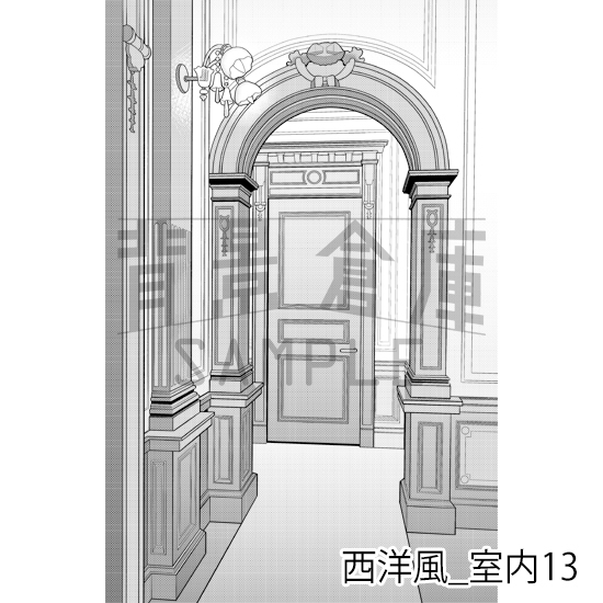 【トーンつき背景】西洋風_背景素材集3(室内)