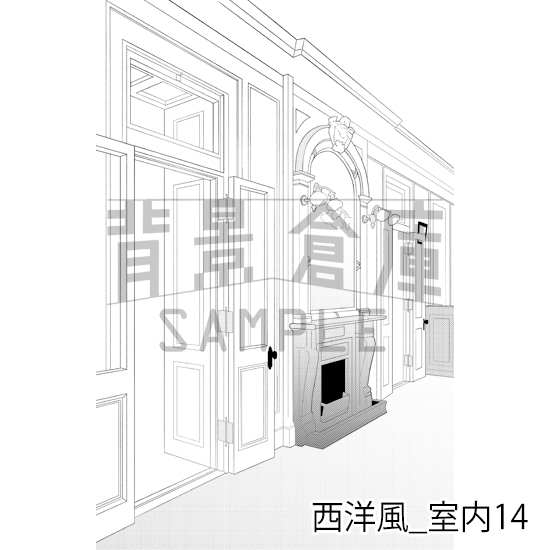 【トーンつき背景】西洋風_背景素材集3(室内)