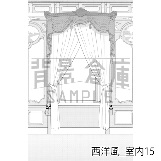 【トーンつき背景】西洋風_背景素材集3(室内)