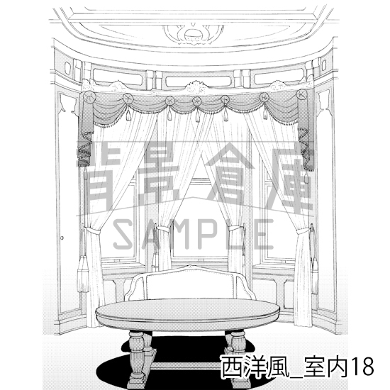 【トーンつき背景】西洋風_背景素材集3(室内)