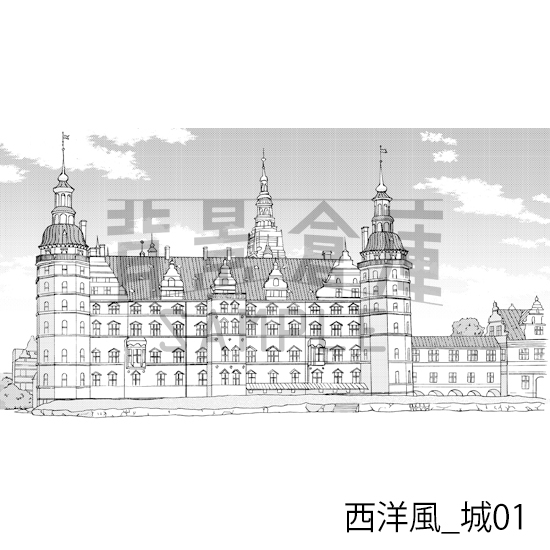 【トーンつき背景】西洋風_背景素材集4(城)