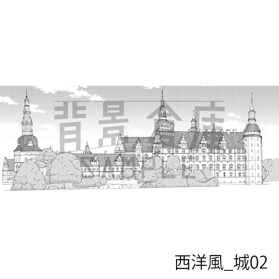 【トーンつき背景】西洋風_背景素材集4(城)