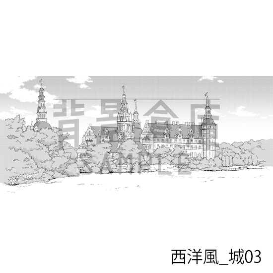 【トーンつき背景】西洋風_背景素材集4(城)
