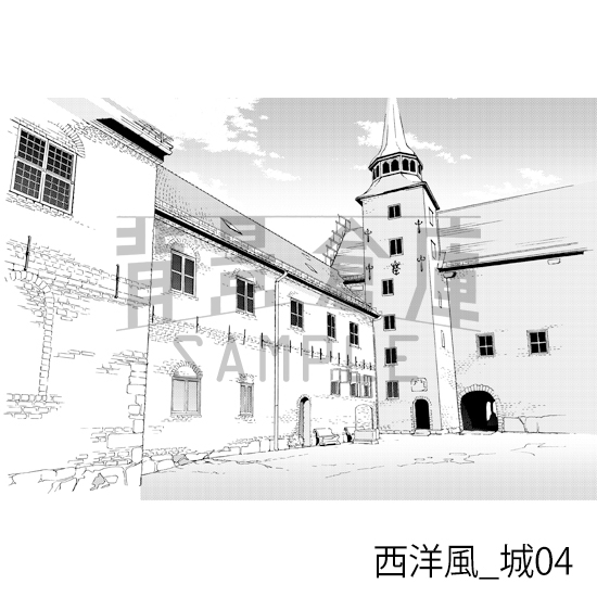 【トーンつき背景】西洋風_背景素材集4(城)