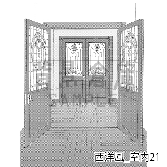 【トーンつき背景】西洋風_背景素材集5(外観 室内 墓地)