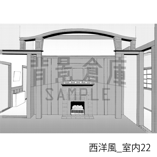 【トーンつき背景】西洋風_背景素材集5(外観 室内 墓地)