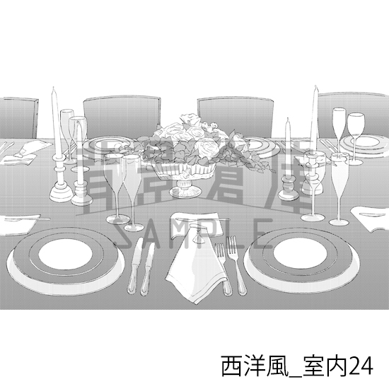 【トーンつき背景】西洋風_背景素材集5(外観 室内 墓地)