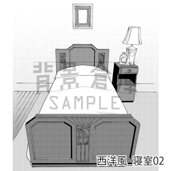 【トーンつき背景】西洋風_背景素材集6(寝室)