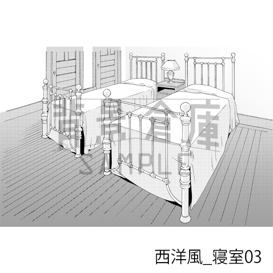 【トーンつき背景】西洋風_背景素材集6(寝室)