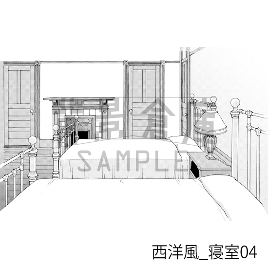 【トーンつき背景】西洋風_背景素材集6(寝室)