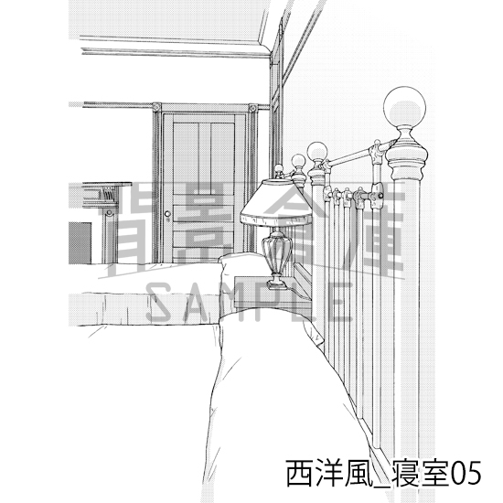 【トーンつき背景】西洋風_背景素材集6(寝室)