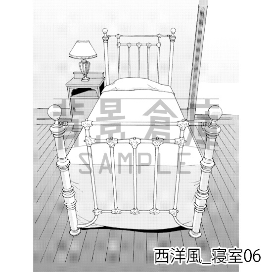 【トーンつき背景】西洋風_背景素材集6(寝室)