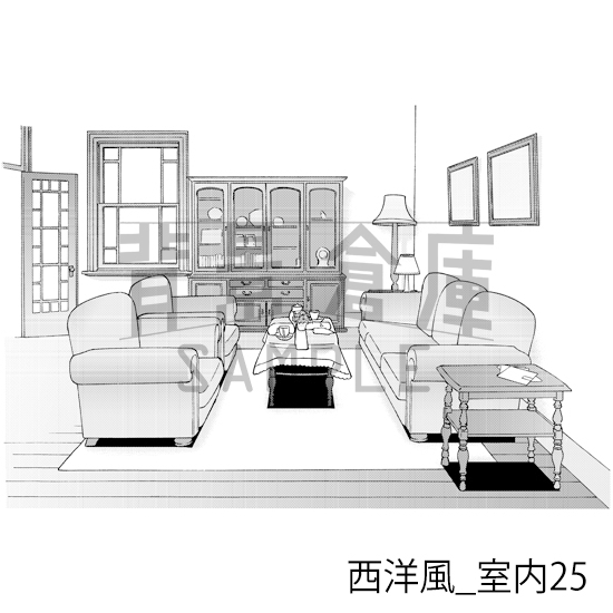 【トーンつき背景】西洋風_背景素材集7(室内)