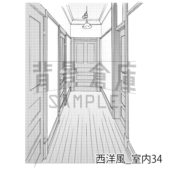 【トーンつき背景】西洋風_背景素材集7(室内)
