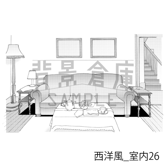 【トーンつき背景】西洋風_背景素材集7(室内)