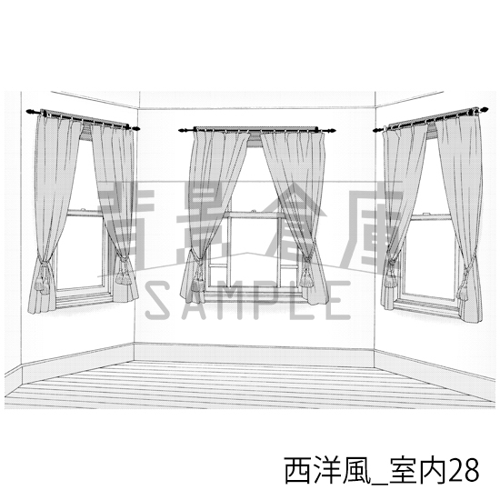 【トーンつき背景】西洋風_背景素材集7(室内)