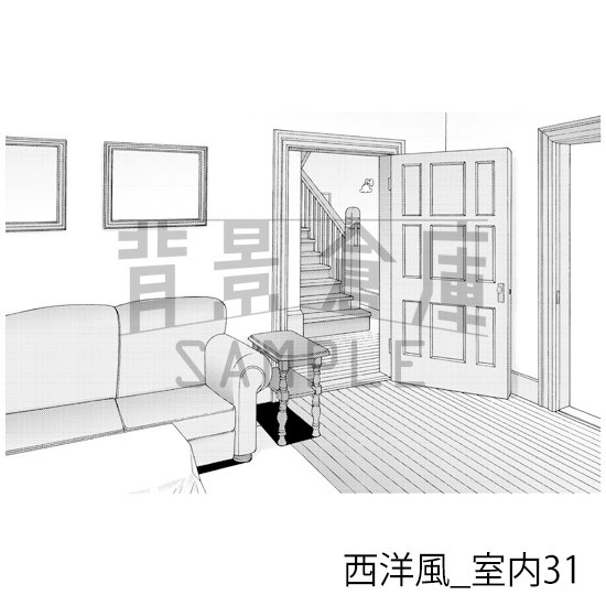 【トーンつき背景】西洋風_背景素材集7(室内)