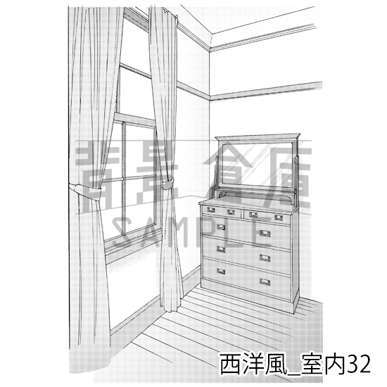 【トーンつき背景】西洋風_背景素材集7(室内)