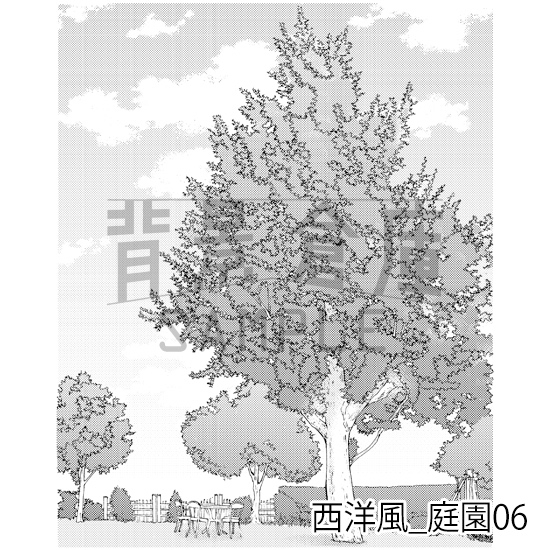 【トーンつき背景】西洋風_背景素材集8(庭園)