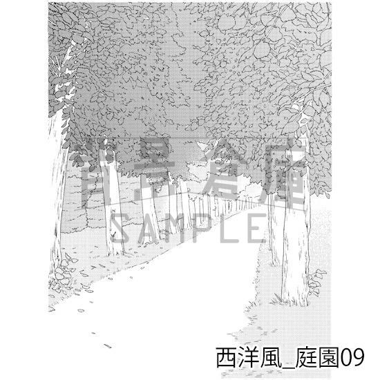 【トーンつき背景】西洋風_背景素材集8(庭園)