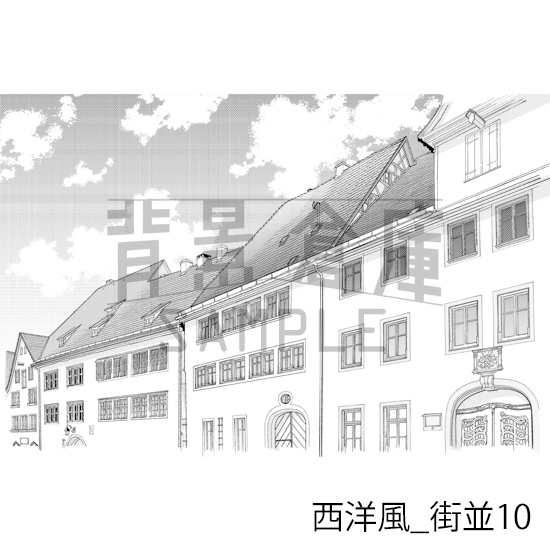 【トーンつき背景】西洋風_背景素材集11(街並)