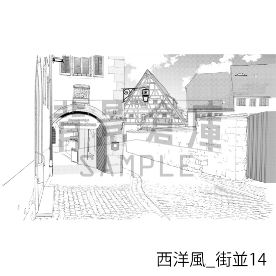 【トーンつき背景】西洋風_背景素材集11(街並)