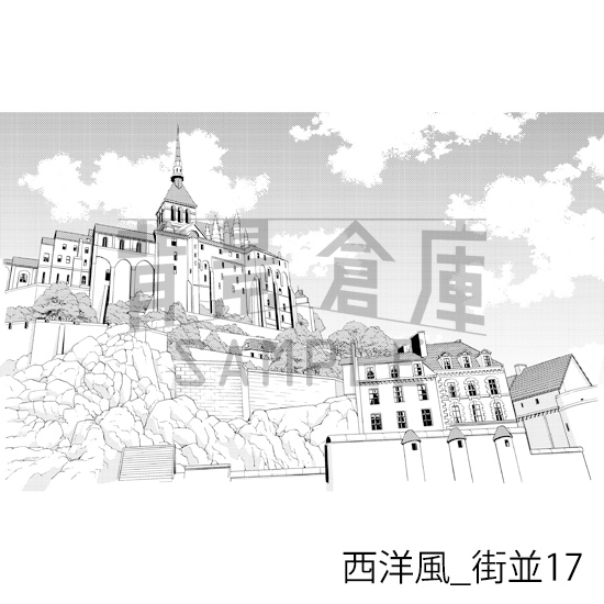 【トーンつき背景】西洋風_背景素材集12(街並)