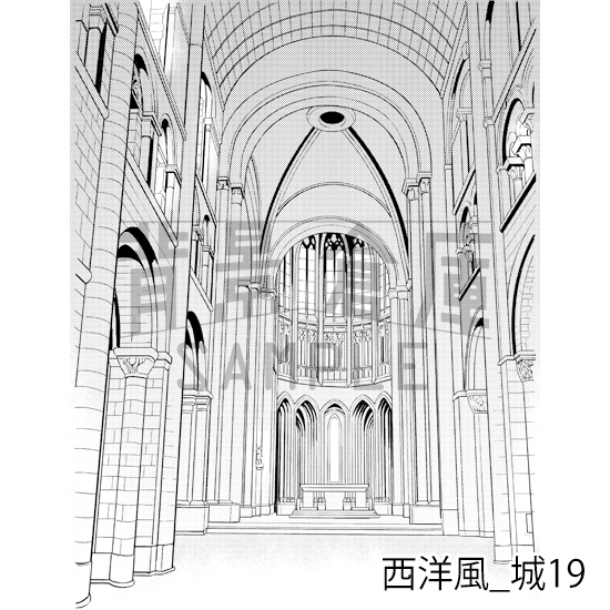 【トーンつき背景】西洋風_背景素材集13(城)