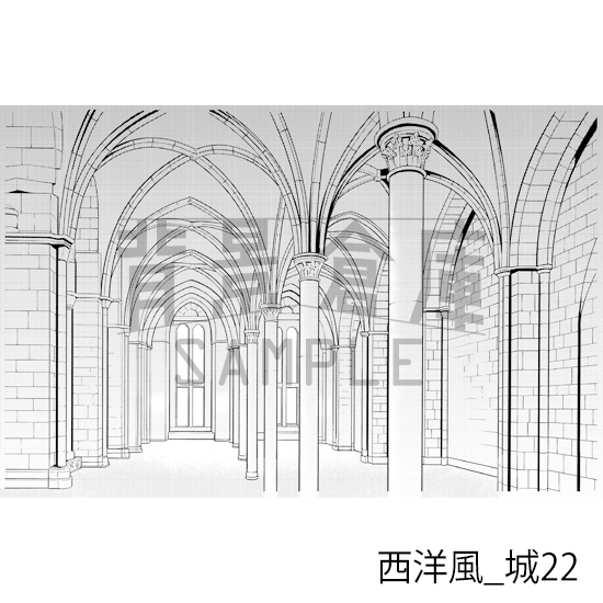 【トーンつき背景】西洋風_背景素材集13(城)