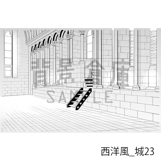 【トーンつき背景】西洋風_背景素材集13(城)