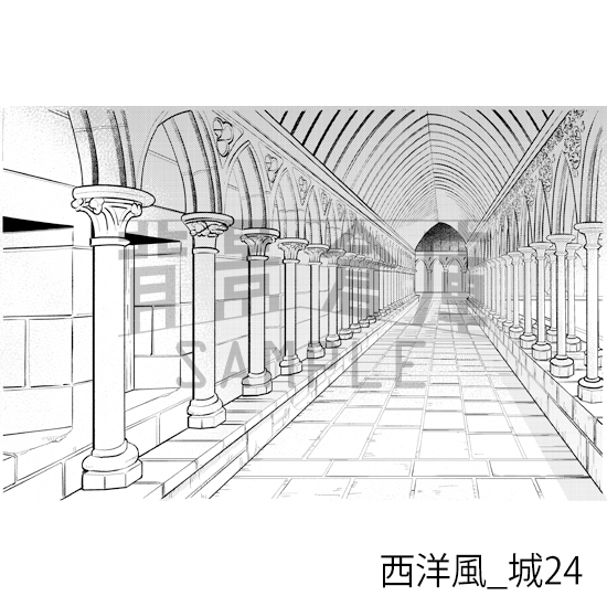 【トーンつき背景】西洋風_背景素材集13(城)