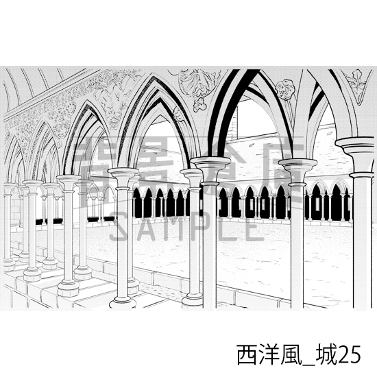 【トーンつき背景】西洋風_背景素材集13(城)