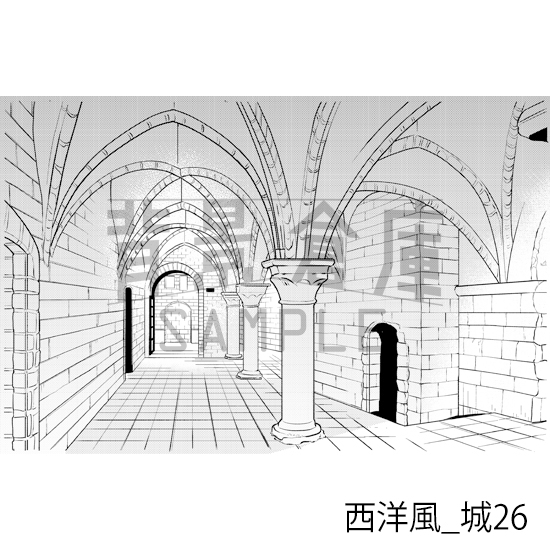 【トーンつき背景】西洋風_背景素材集13(城)