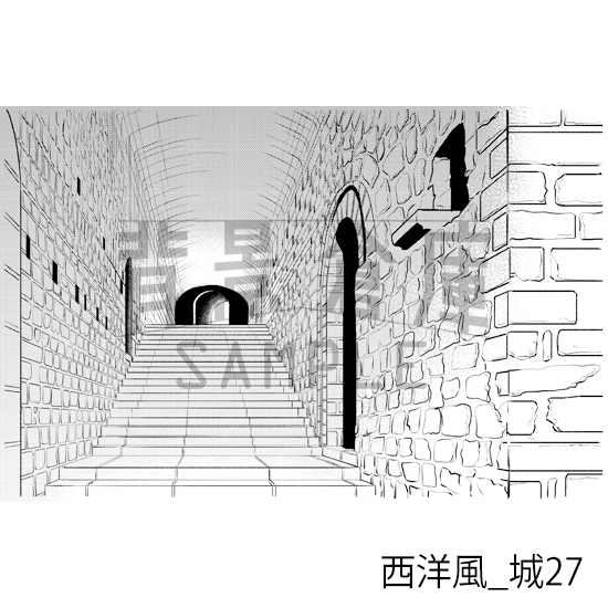 【トーンつき背景】西洋風_背景素材集13(城)