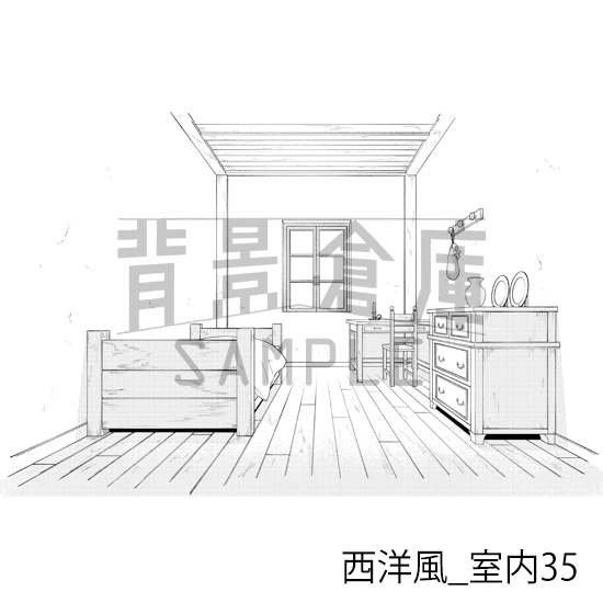 【トーンつき背景】西洋風_背景素材集14(室内)