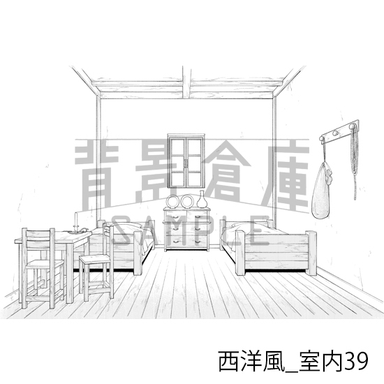 【トーンつき背景】西洋風_背景素材集15(室内)