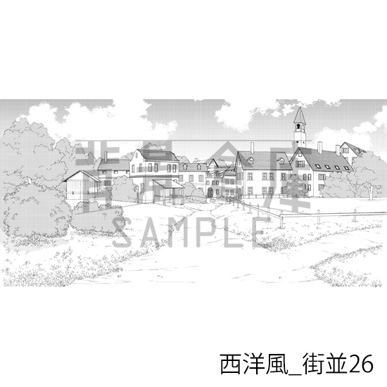 【トーンつき背景】西洋風_背景素材集16(街並)