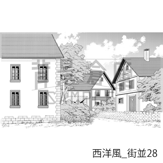 【トーンつき背景】西洋風_背景素材集16(街並)