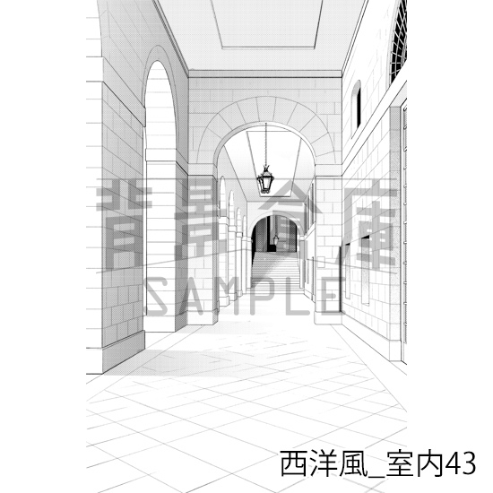 【トーンつき背景】西洋風_背景素材集17(外観 室内)
