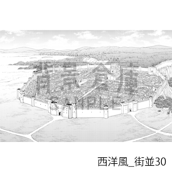 【トーンつき背景】西洋風_背景素材集18(街並)