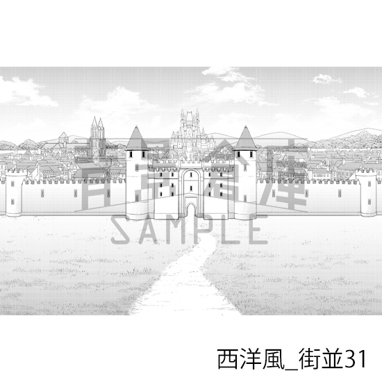 【トーンつき背景】西洋風_背景素材集18(街並)