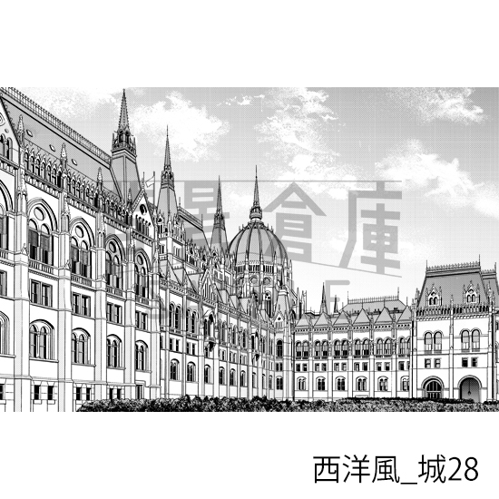 【トーンつき背景】西洋風_背景素材集19(城)
