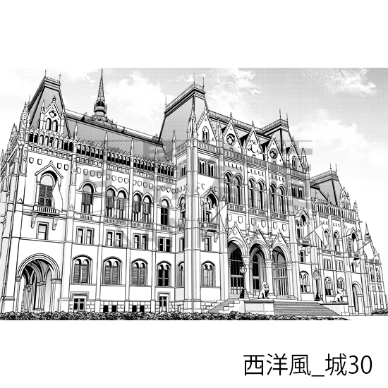 【トーンつき背景】西洋風_背景素材集19(城)
